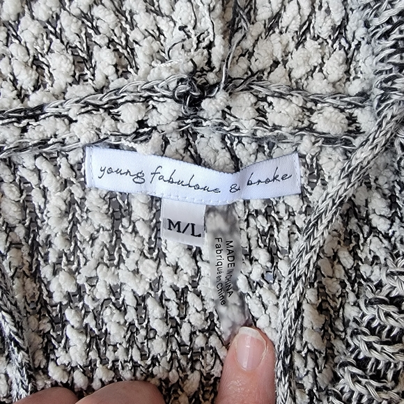 Revolve Young Fabulous & Broke Marled Knubby Knit Hoodie Relaxed Fit M/L - Picture 5 of 7